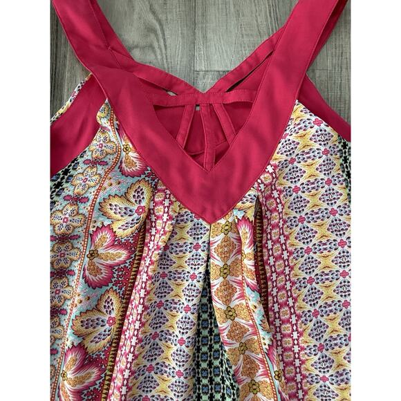 Rose + Olive Womens V Neck Sleeveless Sun Dress Pink Sundress Size Medium ML - Picture 7 of 7